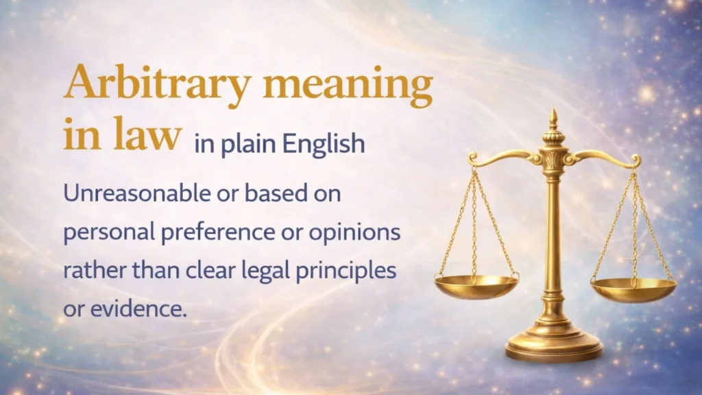 Arbitrary meaning in law in plain English