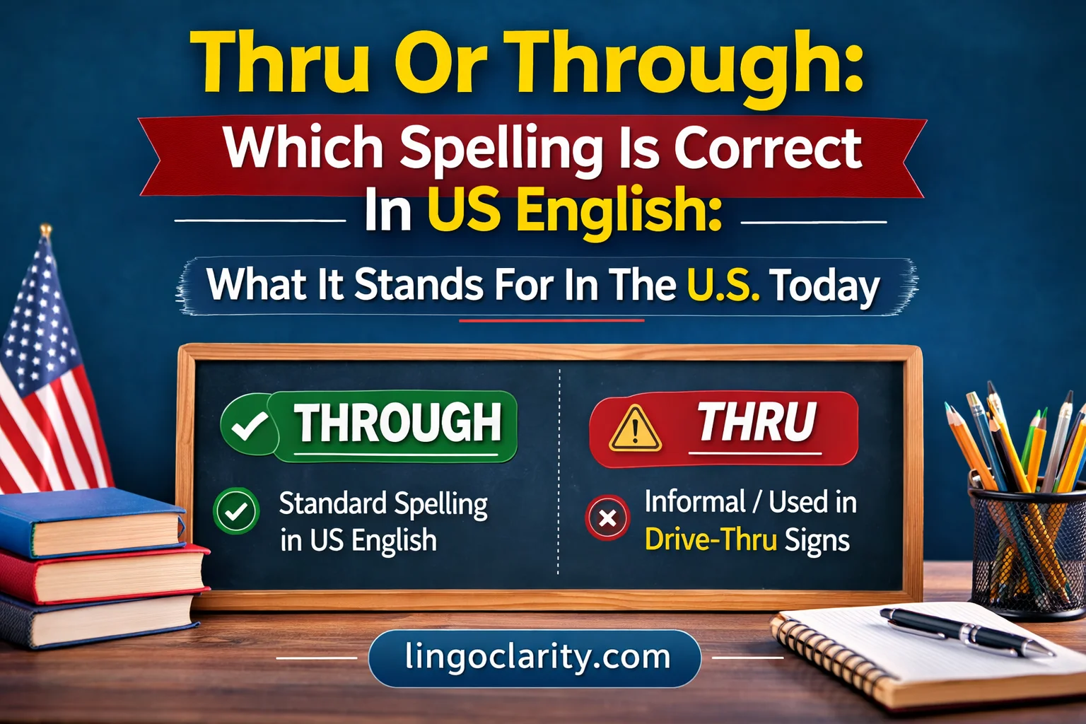 Through and thru spelling comparison on a board in US English