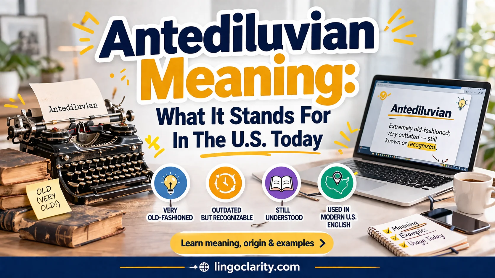 Old typewriter next to a modern laptop to show the meaning of something outdated.