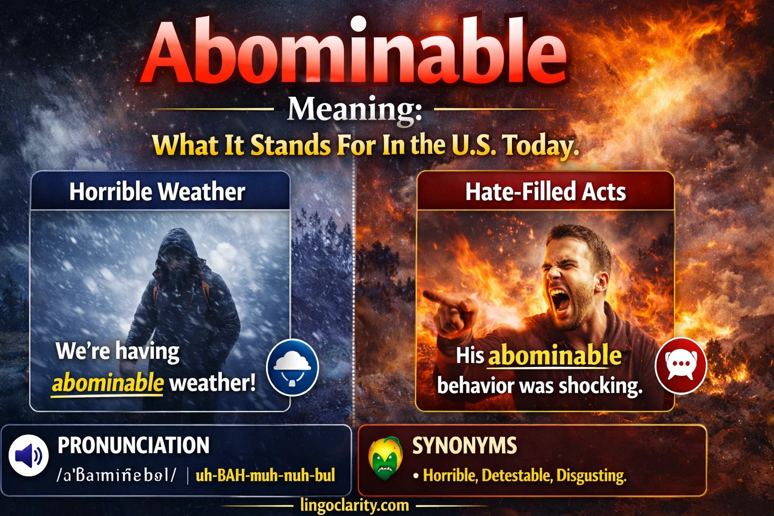 Abominable Meaning: Definition, Pronunciation, Synonyms, and Usage