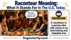 Person telling an engaging story to friends at a table