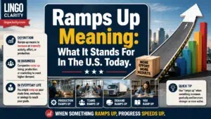 Ramps up meaning explained with an upward ramp and rising activity bars.