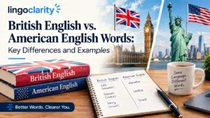 British English vs. American English words comparison chart