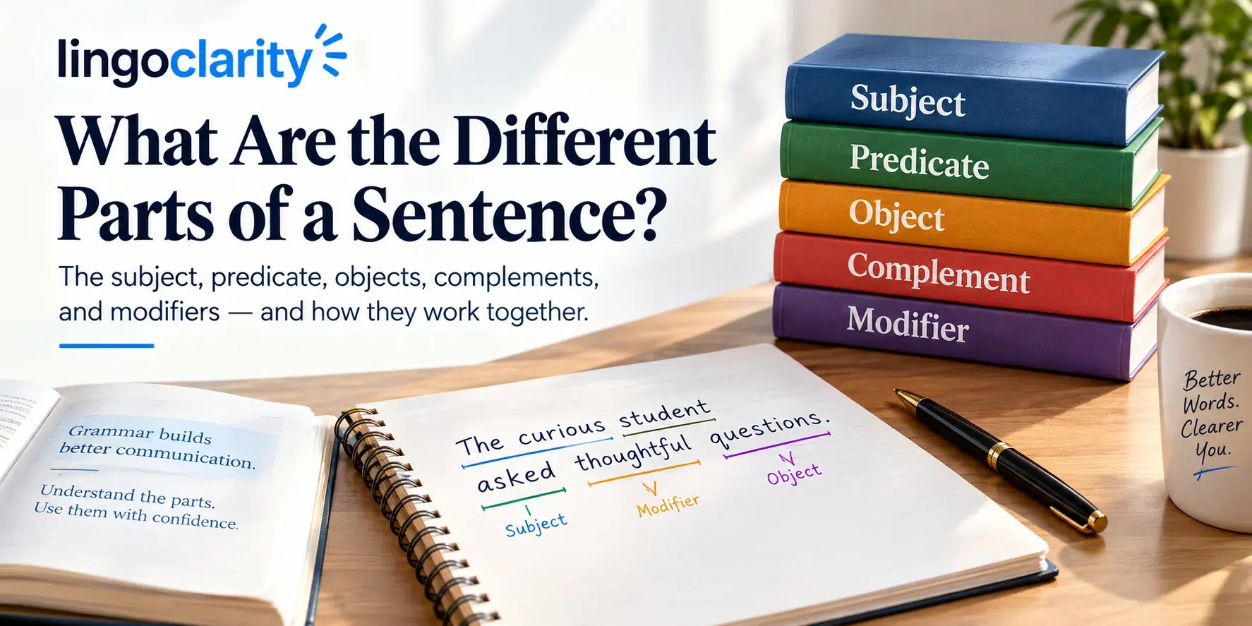 Five-step method for finding the parts of a sentence, starting with the verb