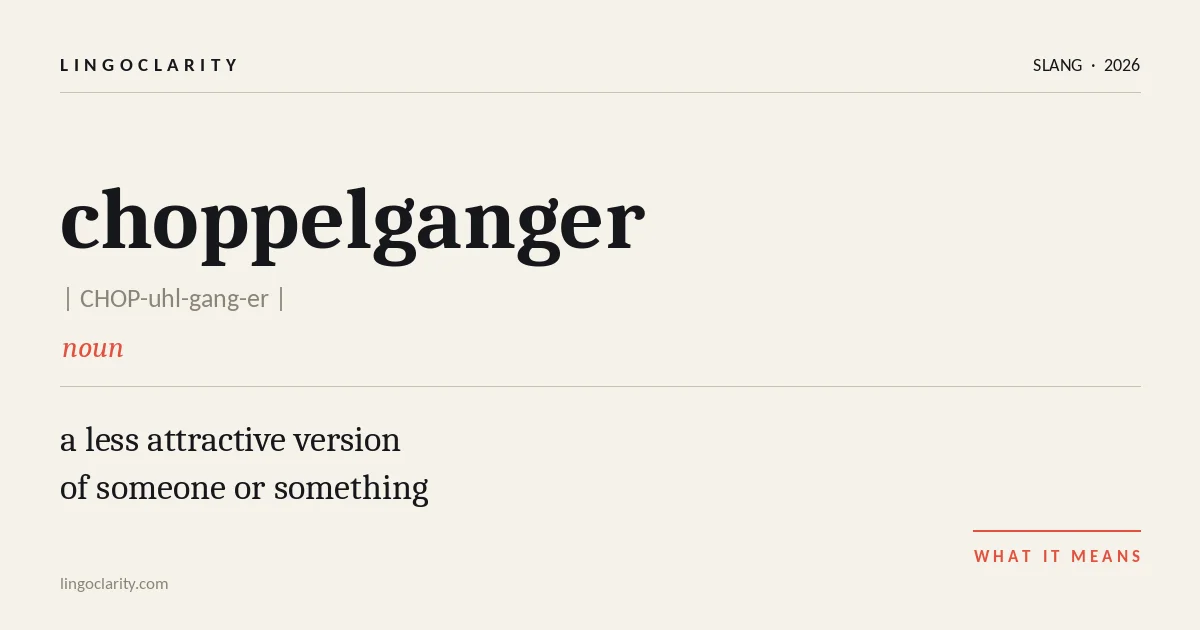 choppelganger meaning, pronunciation, and part of speech