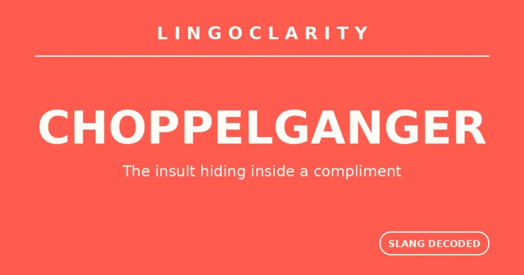 Choppelganger meaning explained on a LingoClarity cover graphic